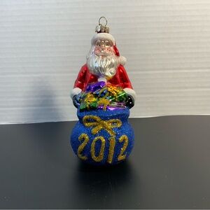 Santa Claus Holiday Ornament with Blue and Red Accents